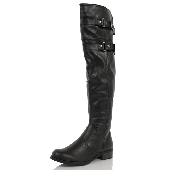Size 5.5 Black Faux Leather Over the Knee Boot - Picture 2 of 5